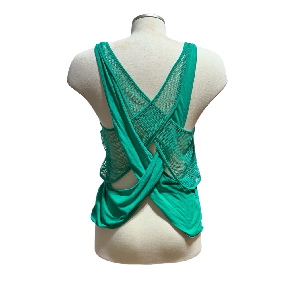 Fabletics Green Net Criss Cross Details Sporty Tank Top Sz XS